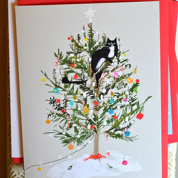 Christmas Tree Cat Greeting Card