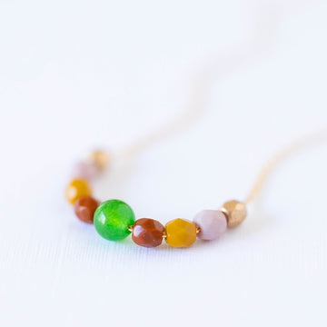 Tiny Gold Filled Bead Necklace - Jade 14"