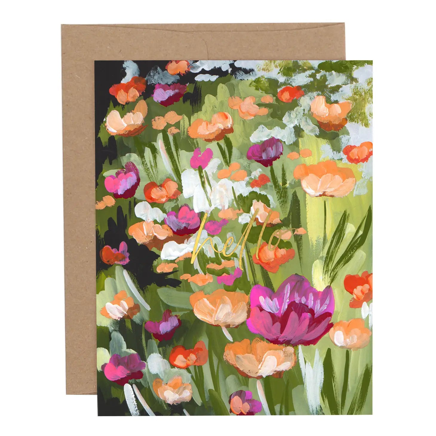 Hello Poppy Field Greeting Card