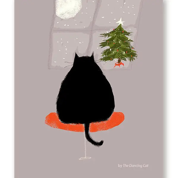 Waitin' up Christmas Cat Greeting Card