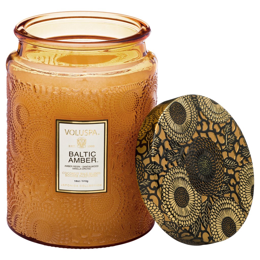 Voluspa Baltic Amber 18oz Large Glass Jar Candle