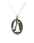 Sterling Silver Nature Inspired Necklace: Pine Trees at Night