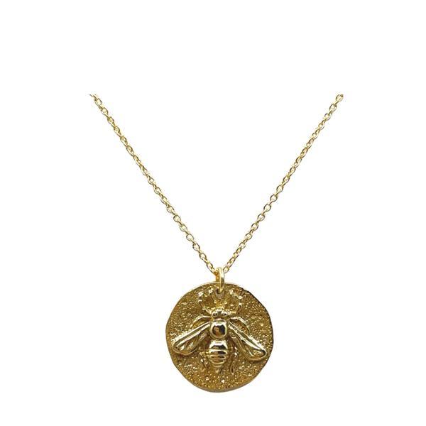 Bee in Gold Disk on 14kt Gold Fill Chain Necklace