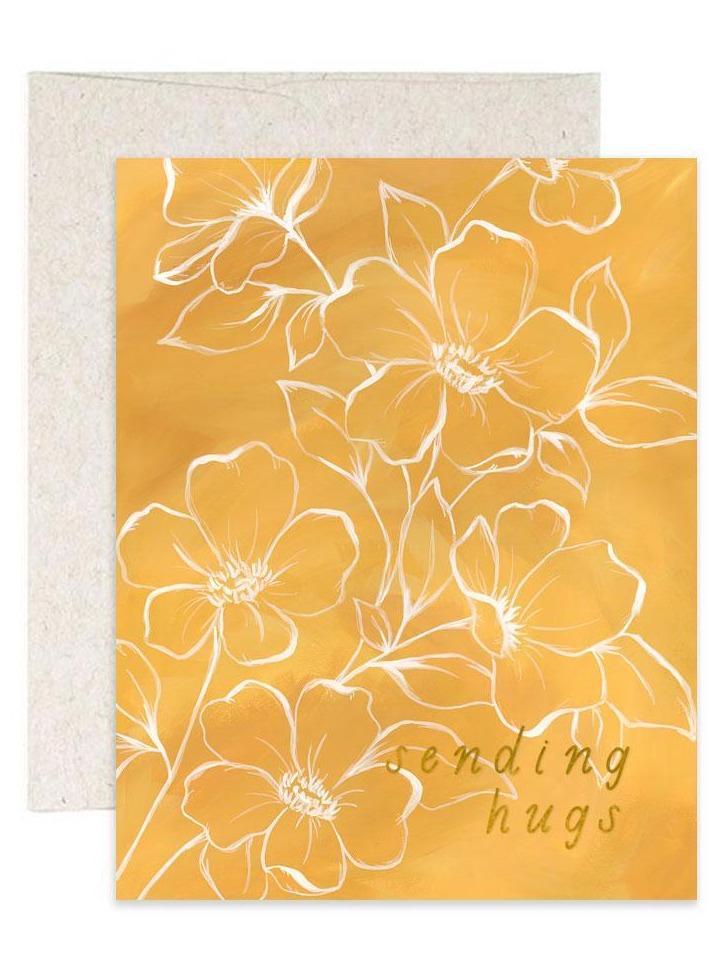Golden Poppy Sending Hugs Greeting Card