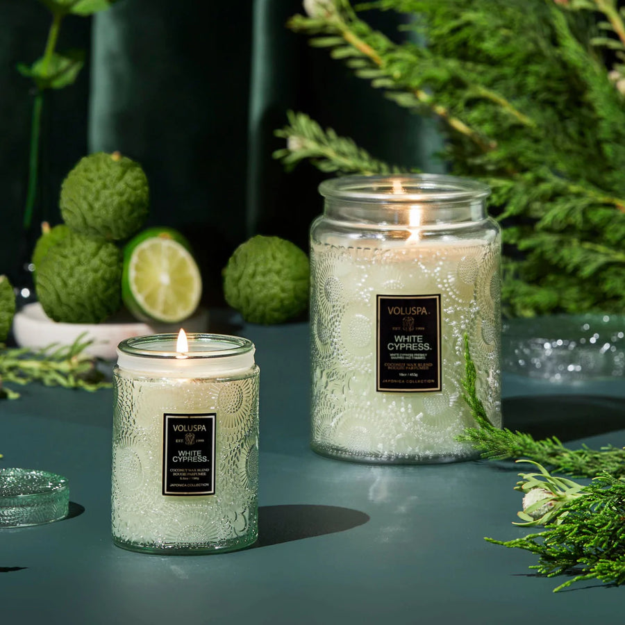 Voluspa White Cypress Small Jar Candle