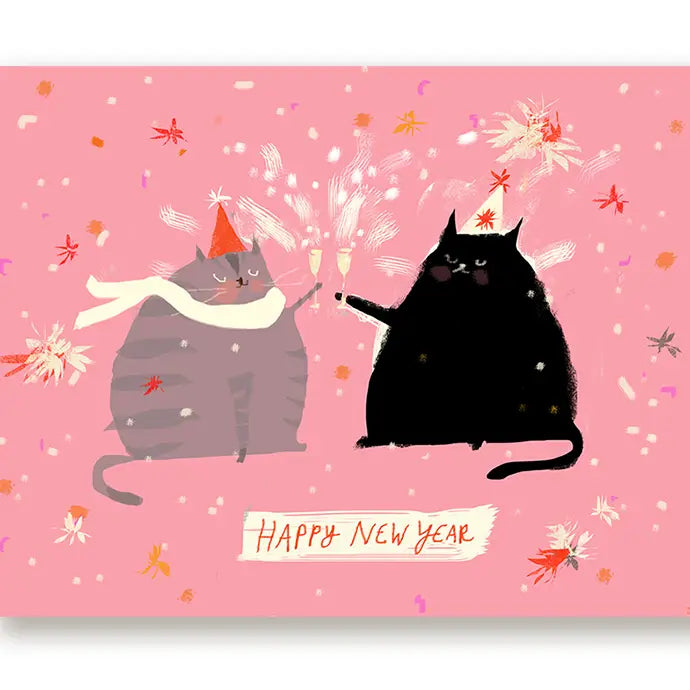 Happy New Year Cat Greeting Card