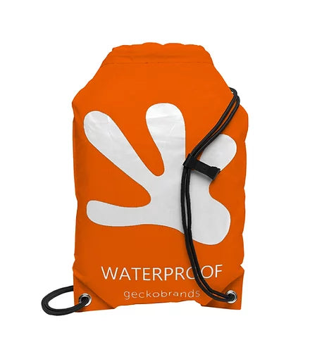 Waterproof Drawstring Backpack - Orange / White