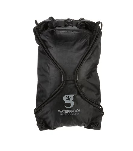 Waterproof Drawstring Backpack - Black / Grey
