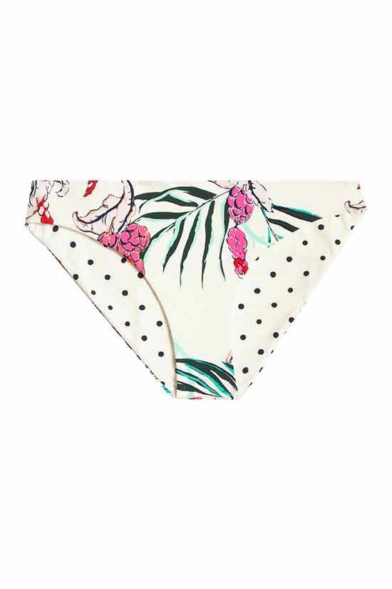 St. Barth Reversible Swim Bottom - Botanical / Cloud Polka Dot