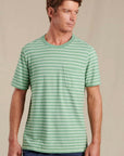 M's Grom Hemp Striped Short Sleeve Tee -Evergreen Stripe
