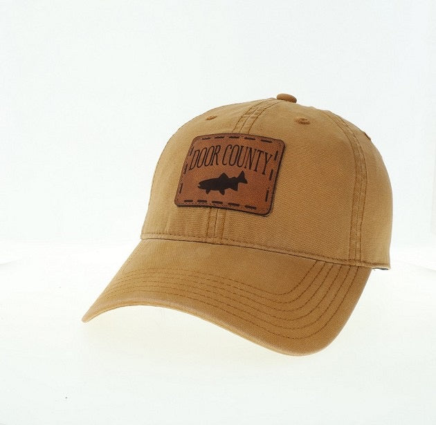Leather Fish Patch Door County Trucker Hat