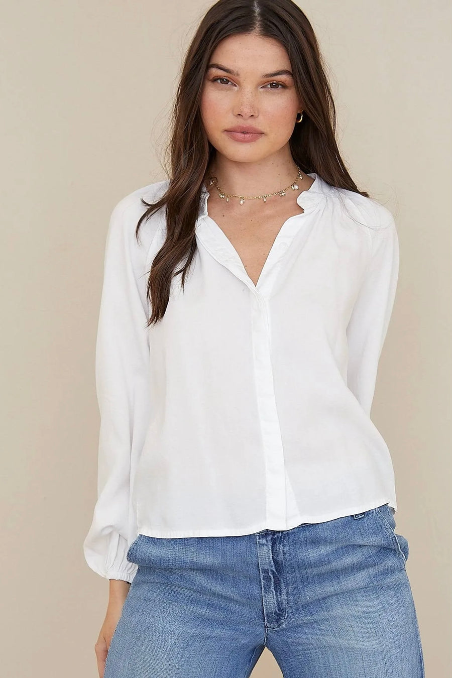 Bella Dahl Long Sleeve Shirred Raglan Shirt
