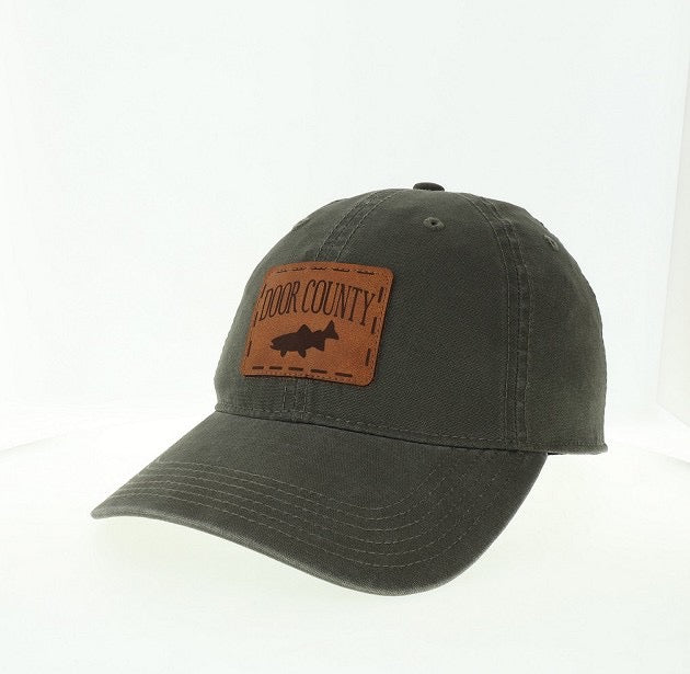 Leather Fish Patch Door County Trucker Hat