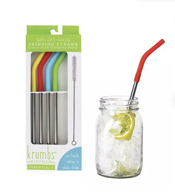 Stainless Steel & Silicone Top Drinking Straws
