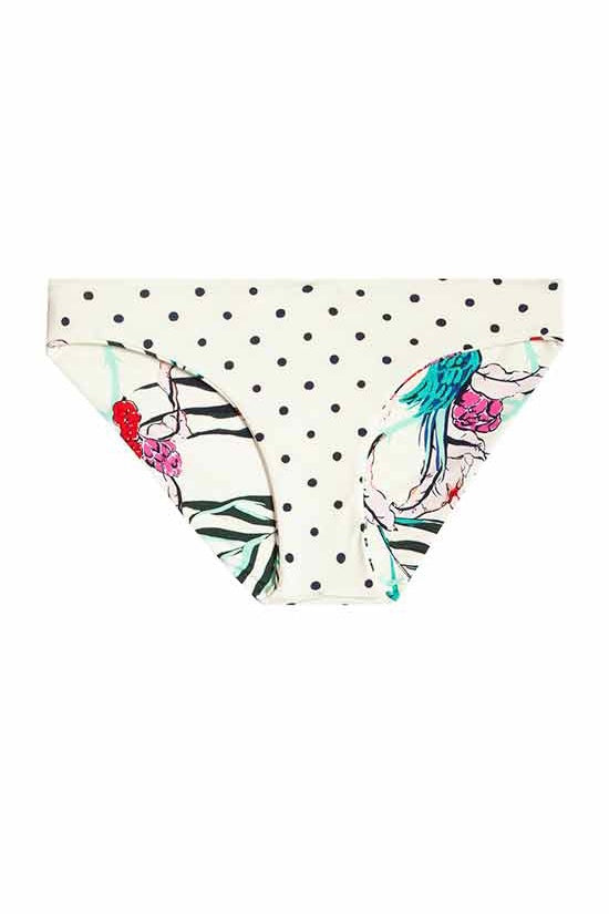 St. Barth Reversible Swim Bottom - Botanical / Cloud Polka Dot